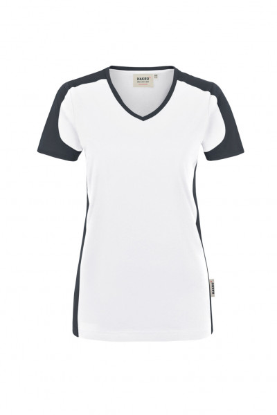 190 HAKRO Damen V-Shirt Contrast MIKRALINAR® / Poloshirt